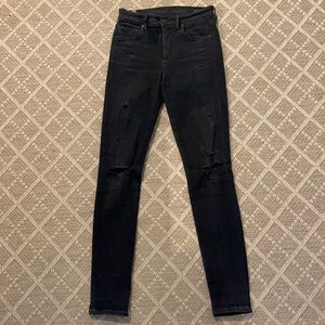 Citizens of Humanity Rocket High Rise Skinny distressed black jeans